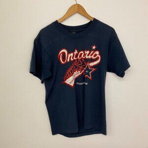 Vintage Screen Stars Best Ontario Graphic T-Shirt Short Sleeve Size L Blue
